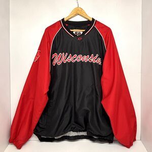 Vintage 58 Sports Wisconsin Badgers Pullover Windbreaker Jacket Red Black XXL